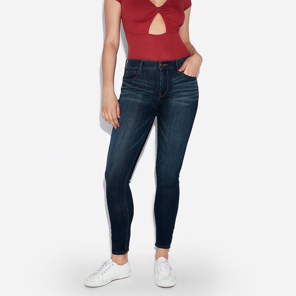 New express size 0 mid rise super skinny jeans